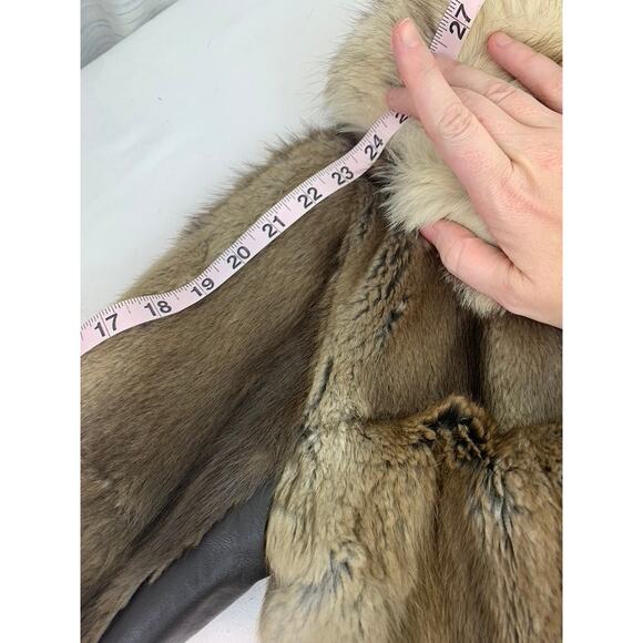 Vintage muskrat fox fur jacket coat size 6 small medium leather 90's - Picture 15 of 15